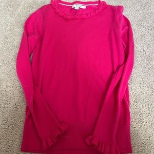 Boden like new cotton/wool blend sweater with ruffle accents